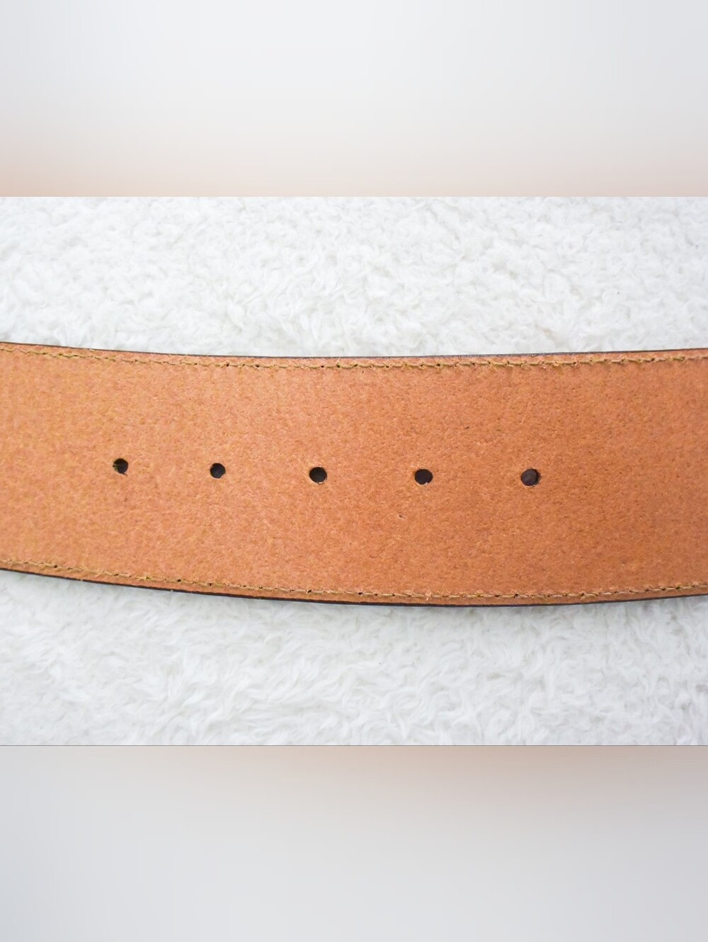 *PRADA* Wide Leather Brown/Tan Stitched Belt, size 30" (75cm). Made in Italy. - Picture 8 of 9